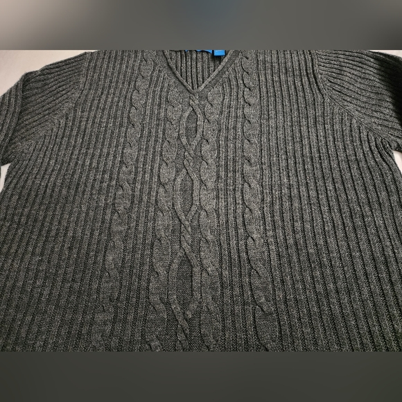 Karen Scott Sport V Neck Cabled Ribbed Sweater Women XL Gray - Picture 6 of 11